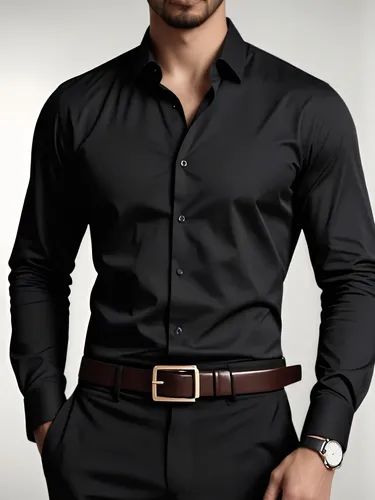 Men's black oxford cotton formal shirt regular fit full sleeve - Texora