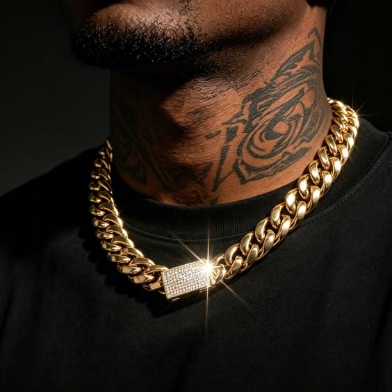 Miami Cuban chain 8mm styled with hoodie and jacket men biker aesthetic
