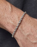 Alt Text: Stainless steel silver rope chain bracelet for men 4mm formal wear - Texora