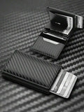 Black slim RFID blocking card holder wallet for men leather - Texora