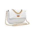 White quilted diamond chain crossbody bag for women gold hardware - Texora