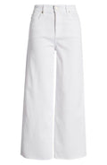 White straight cut crop jeans for women ankle length, summer essential non-see-through denim