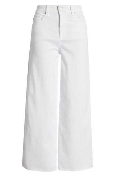 White straight cut crop jeans for women ankle length, summer essential non-see-through denim
