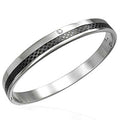 Alt Text: Matte black carbon fiber open cuff bangle for men modern techwear style - Texora