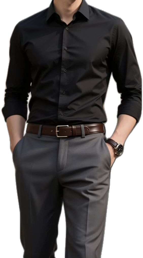 Men's black oxford cotton formal shirt regular fit full sleeve - Texora