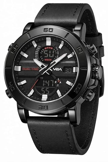  Black digital sports watch for men military style LED display waterproof - Texora