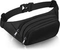  Black nylon waist fanny pack bag for men 3 zip compartments - Texora
