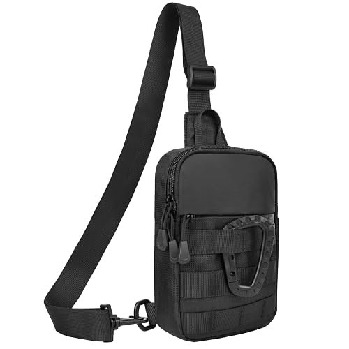 Black tactical nylon crossbody sling bag for men multiple pockets - Texora