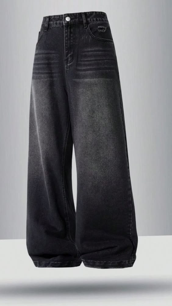 Light wash baggy wide leg jeans for men, 90s skater style streetwear Gen-Z trending loose fit