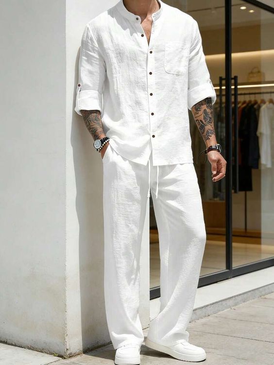 LINEN BEACH SHIRT - WHITE