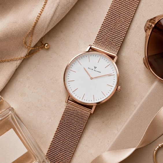  Minimalist rose gold mesh watch for women with 32mm clean dial, perfect for office and casual wear