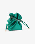  Emerald green satin pouch clutch bag for women with wrist strap - Texora