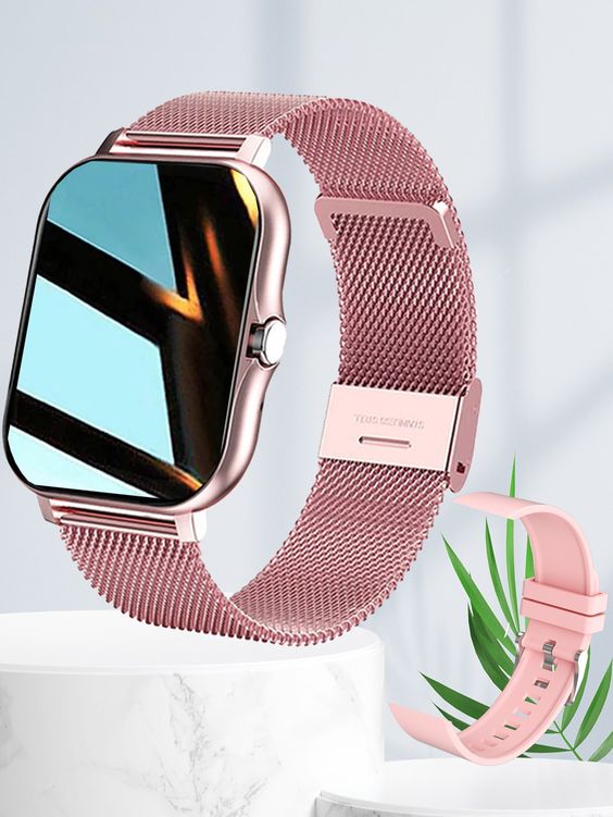 Alt Text: Pink floral print dial watch for women with pastel strap, summer collection 30mm lightweight
