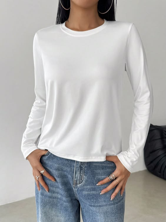 Basic Long Sleeve Tee - White