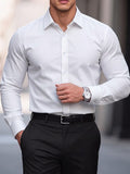 Men's white slim fit cotton dress shirt full sleeve formal - Texora