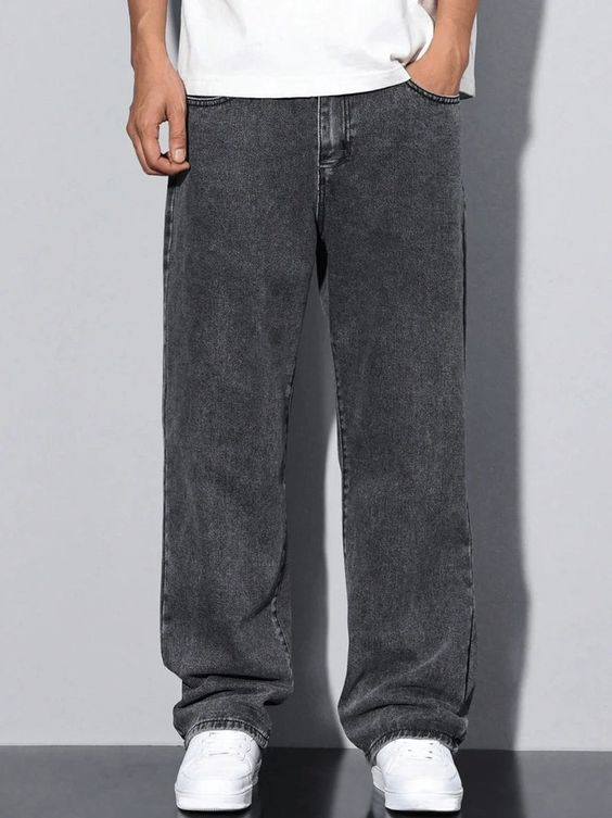  Men grey baggy jeans loose fit denim
