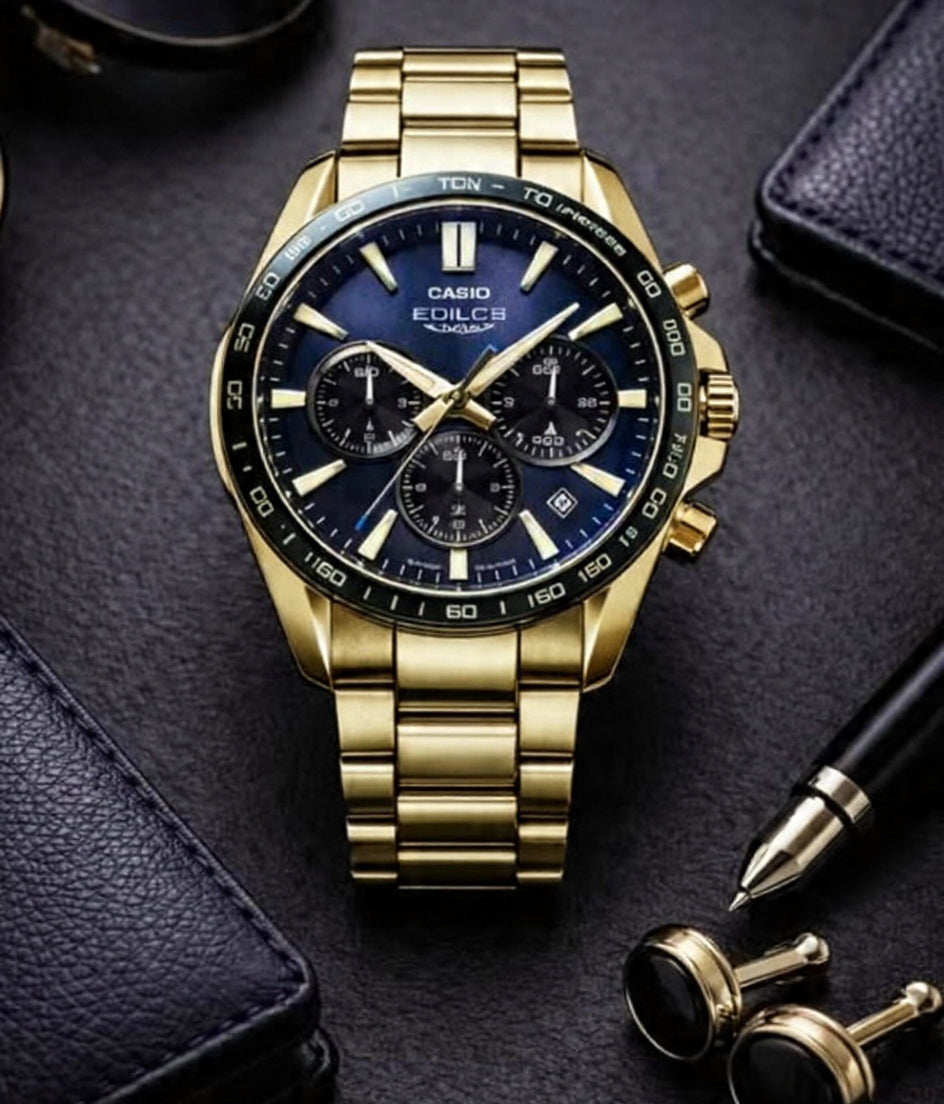 Men’s Chronograph Wrist Watch - Sport 3-Dial Quartz Watch with Date