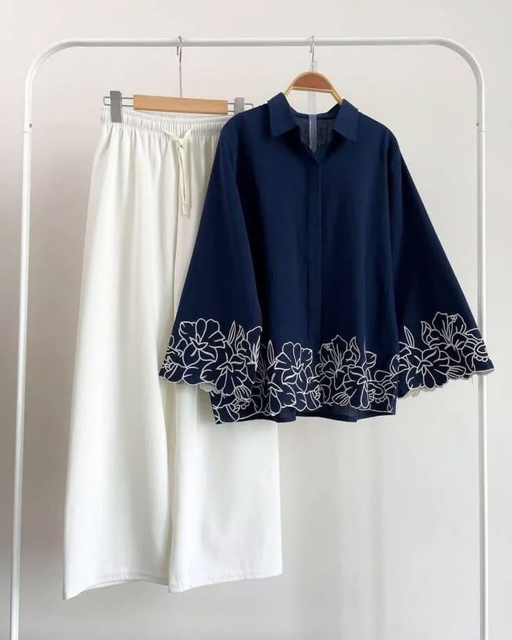Texora Floral Cutwork 2 Piece Co Ord Set For Women